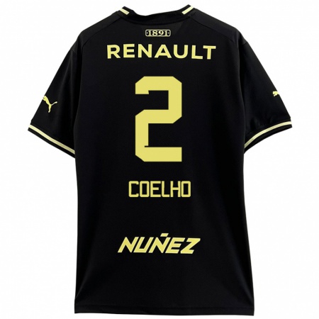 Kandiny Enfant Maillot Léo Coelho #2 Noir Jaune Tenues Extérieur 2024/25 T-Shirt