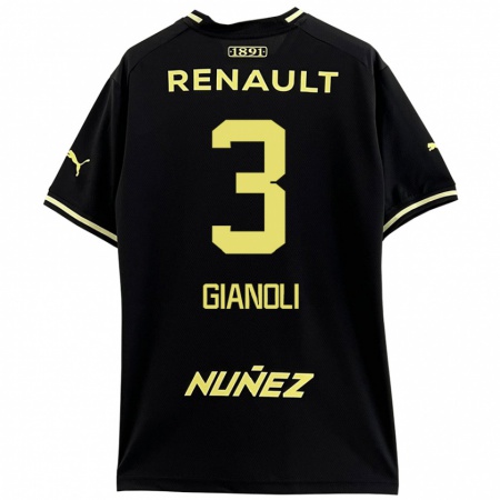 Kandiny Enfant Maillot Martín Gianoli #3 Noir Jaune Tenues Extérieur 2024/25 T-Shirt