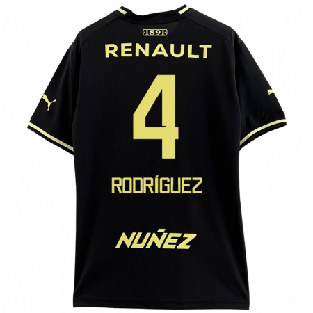 Kandiny Enfant Maillot Guzmán Rodríguez #4 Noir Jaune Tenues Extérieur 2024/25 T-Shirt