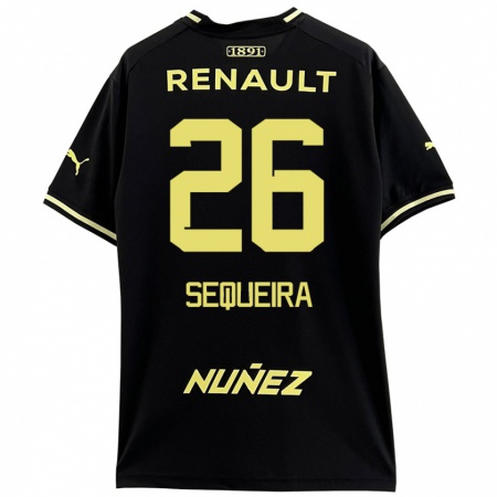 Kandiny Enfant Maillot Leonardo Sequeira #26 Noir Jaune Tenues Extérieur 2024/25 T-Shirt