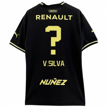 Kandiny Enfant Maillot Valentín Silva #0 Noir Jaune Tenues Extérieur 2024/25 T-Shirt