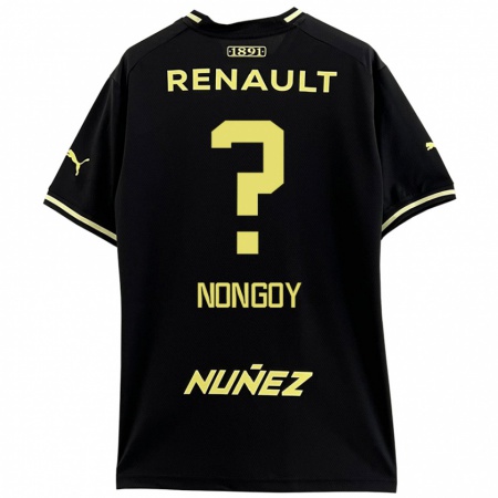 Kandiny Enfant Maillot Pablo Nongoy #0 Noir Jaune Tenues Extérieur 2024/25 T-Shirt