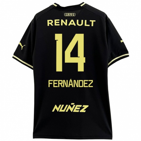 Kandiny Enfant Maillot Faustino Fernández #14 Noir Jaune Tenues Extérieur 2024/25 T-Shirt