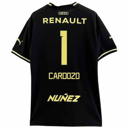 Kandiny Enfant Maillot Thiago Cardozo #1 Noir Jaune Tenues Extérieur 2024/25 T-Shirt