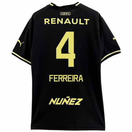 Kandiny Enfant Maillot Joaquín Ferreira #4 Noir Jaune Tenues Extérieur 2024/25 T-Shirt