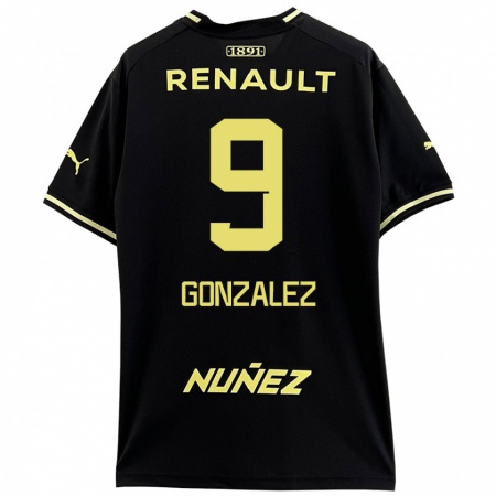 Kandiny Enfant Maillot Franco González #9 Noir Jaune Tenues Extérieur 2024/25 T-Shirt