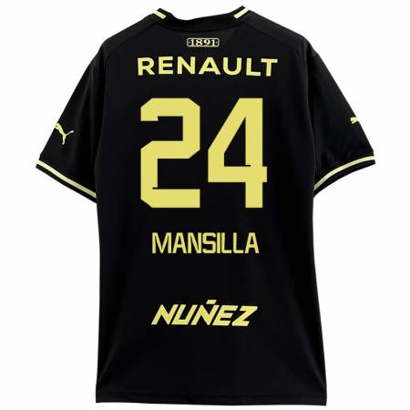 Kandiny Enfant Maillot Brian Mansilla #24 Noir Jaune Tenues Extérieur 2024/25 T-Shirt