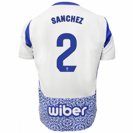 Kandiny Enfant Maillot Rubén Sánchez #2 Blanc Bleu Tenues Extérieur 2024/25 T-Shirt