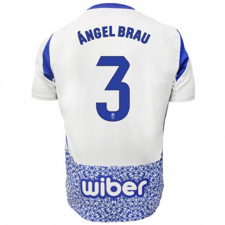 Kandiny Enfant Maillot Miguel Ángel Brau #3 Blanc Bleu Tenues Extérieur 2024/25 T-Shirt