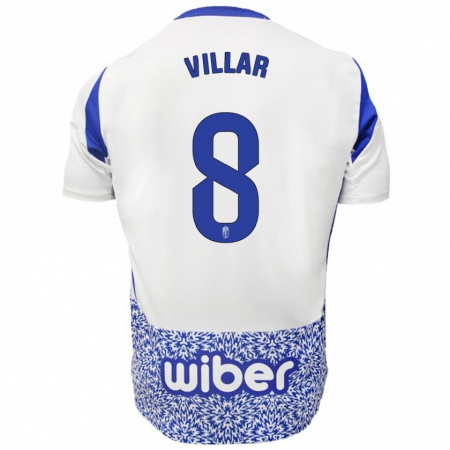 Kandiny Enfant Maillot Gonzalo Villar #8 Blanc Bleu Tenues Extérieur 2024/25 T-Shirt