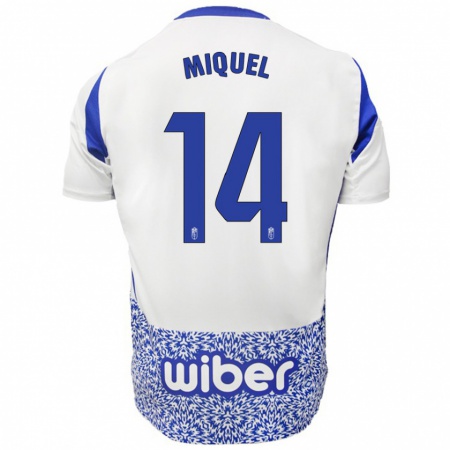 Kandiny Enfant Maillot Ignasi Miquel #14 Blanc Bleu Tenues Extérieur 2024/25 T-Shirt