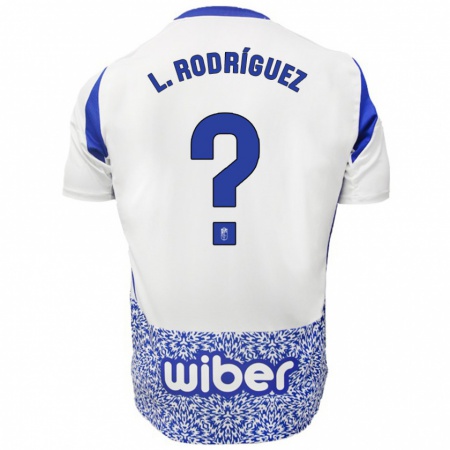 Kandiny Enfant Maillot Iker López Rodríguez #0 Blanc Bleu Tenues Extérieur 2024/25 T-Shirt