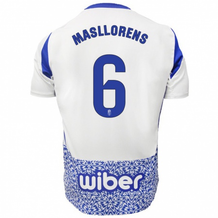 Kandiny Enfant Maillot José Masllorens #6 Blanc Bleu Tenues Extérieur 2024/25 T-Shirt