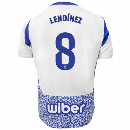 Kandiny Enfant Maillot Juanma Lendínez #8 Blanc Bleu Tenues Extérieur 2024/25 T-Shirt