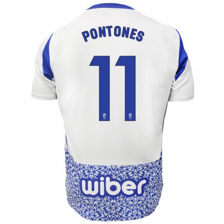 Kandiny Enfant Maillot Juan Carlos Pontones #11 Blanc Bleu Tenues Extérieur 2024/25 T-Shirt