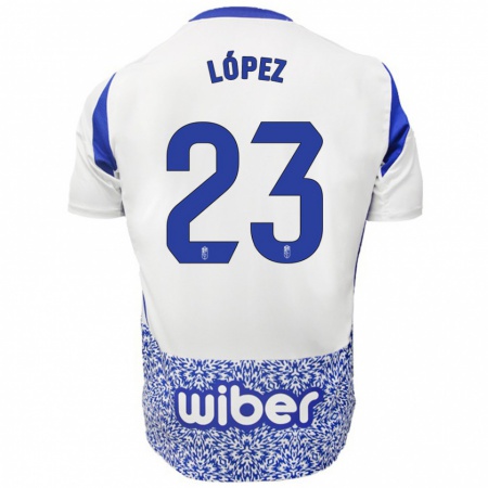 Kandiny Enfant Maillot Diego López #23 Blanc Bleu Tenues Extérieur 2024/25 T-Shirt