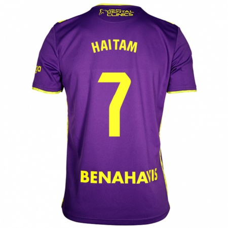 Kandiny Enfant Maillot Haitam Abaida #7 Violet Jaune Tenues Extérieur 2024/25 T-Shirt