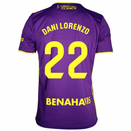 Kandiny Enfant Maillot Dani Lorenzo #22 Violet Jaune Tenues Extérieur 2024/25 T-Shirt