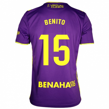 Kandiny Enfant Maillot Iván Benito #15 Violet Jaune Tenues Extérieur 2024/25 T-Shirt