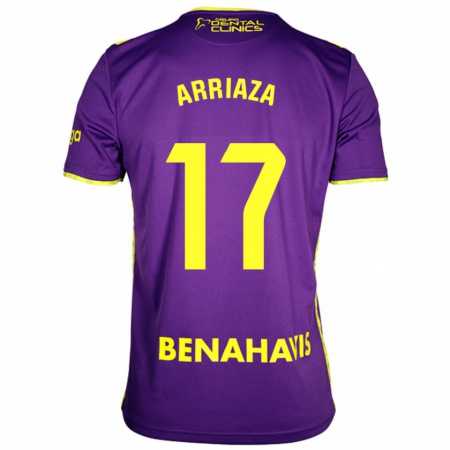 Kandiny Enfant Maillot Pablo Arriaza #17 Violet Jaune Tenues Extérieur 2024/25 T-Shirt