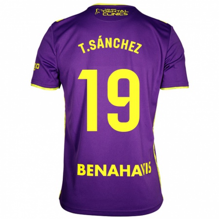 Kandiny Enfant Maillot Toni Sánchez #19 Violet Jaune Tenues Extérieur 2024/25 T-Shirt