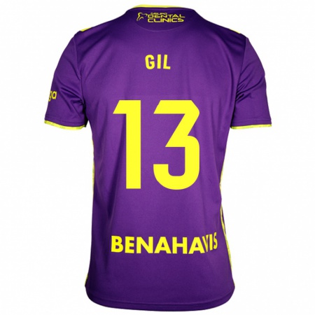 Kandiny Enfant Maillot Noelia Gil #13 Violet Jaune Tenues Extérieur 2024/25 T-Shirt