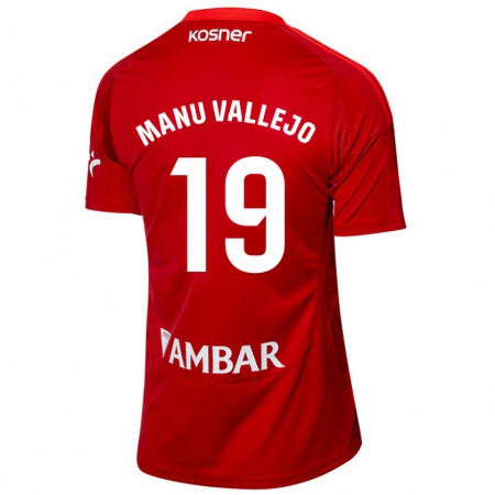 Kandiny Enfant Maillot Manu Vallejo #19 Blanc Bleu Tenues Extérieur 2024/25 T-Shirt