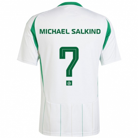 Kandiny Enfant Maillot Liav Michael Salkind #0 Blanc Vert Tenues Extérieur 2024/25 T-Shirt