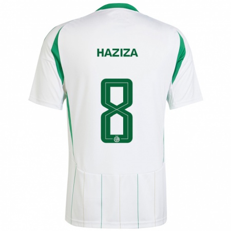 Kandiny Enfant Maillot Dolev Haziza #8 Blanc Vert Tenues Extérieur 2024/25 T-Shirt