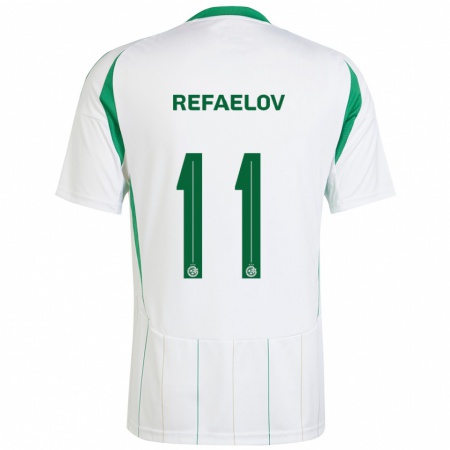 Kandiny Enfant Maillot Lior Refaelov #11 Blanc Vert Tenues Extérieur 2024/25 T-Shirt