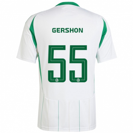 Kandiny Enfant Maillot Rami Gershon #55 Blanc Vert Tenues Extérieur 2024/25 T-Shirt