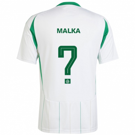 Kandiny Enfant Maillot Yaheli Malka #0 Blanc Vert Tenues Extérieur 2024/25 T-Shirt