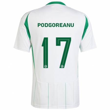 Kandiny Enfant Maillot Suf Podgoreanu #17 Blanc Vert Tenues Extérieur 2024/25 T-Shirt