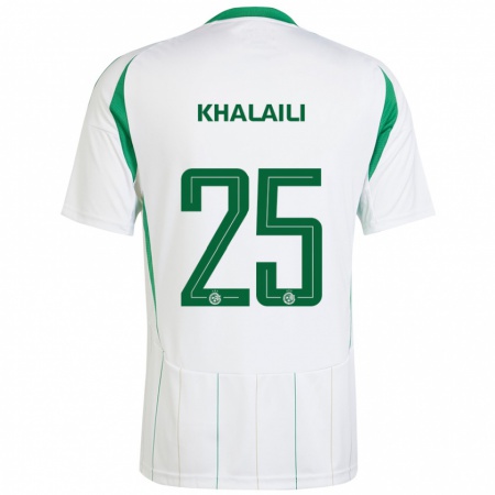 Kandiny Enfant Maillot Anan Khalaili #25 Blanc Vert Tenues Extérieur 2024/25 T-Shirt