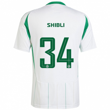 Kandiny Enfant Maillot Hamza Shibli #34 Blanc Vert Tenues Extérieur 2024/25 T-Shirt