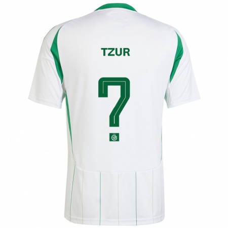 Kandiny Enfant Maillot Adi Tzur #0 Blanc Vert Tenues Extérieur 2024/25 T-Shirt