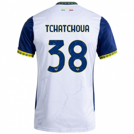 Kandiny Enfant Maillot Jackson Tchatchoua #38 Blanc Bleu Tenues Extérieur 2024/25 T-Shirt