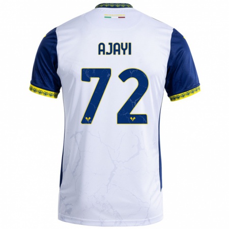 Kandiny Enfant Maillot Junior Ajayi #72 Blanc Bleu Tenues Extérieur 2024/25 T-Shirt