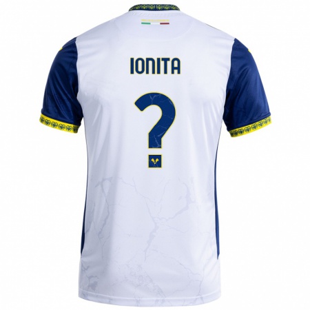 Kandiny Enfant Maillot Alexandru Ioniță #0 Blanc Bleu Tenues Extérieur 2024/25 T-Shirt