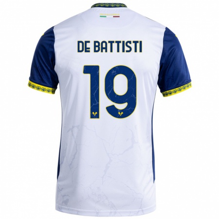 Kandiny Enfant Maillot Davide De Battisti #19 Blanc Bleu Tenues Extérieur 2024/25 T-Shirt