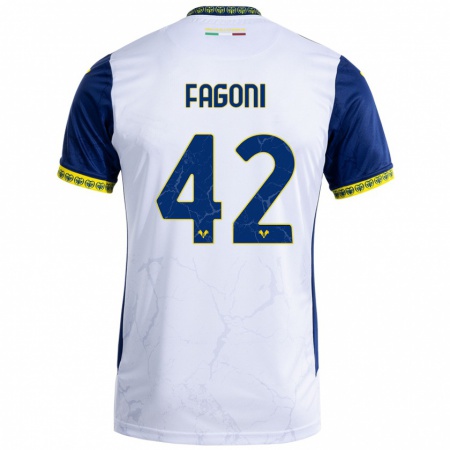 Kandiny Enfant Maillot Marco Fagoni #42 Blanc Bleu Tenues Extérieur 2024/25 T-Shirt