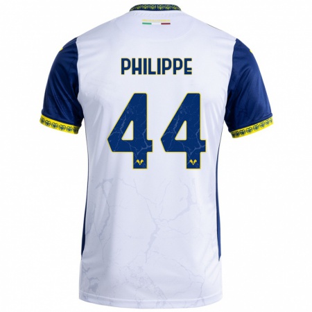 Kandiny Enfant Maillot Mathis Philippe #44 Blanc Bleu Tenues Extérieur 2024/25 T-Shirt