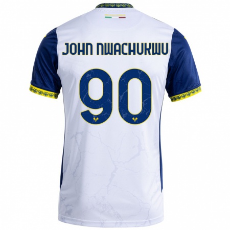 Kandiny Enfant Maillot Samuel John Nwachukwu #90 Blanc Bleu Tenues Extérieur 2024/25 T-Shirt