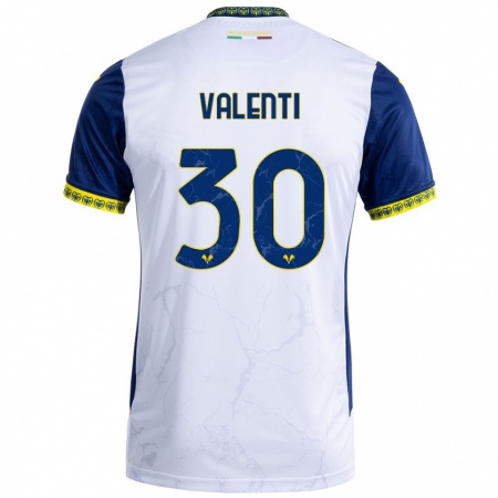 Kandiny Enfant Maillot Francesco Valenti #30 Blanc Bleu Tenues Extérieur 2024/25 T-Shirt