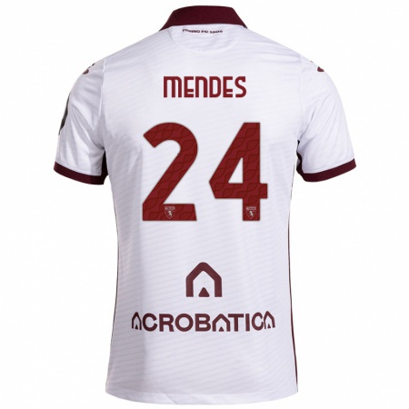 Kandiny Enfant Maillot Rodrigo Mendes #24 Blanc Marron Tenues Extérieur 2024/25 T-Shirt