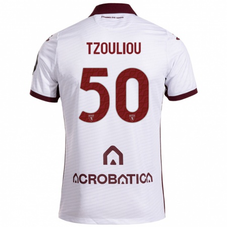 Kandiny Enfant Maillot Dimitrianos Tzouliou #50 Blanc Marron Tenues Extérieur 2024/25 T-Shirt