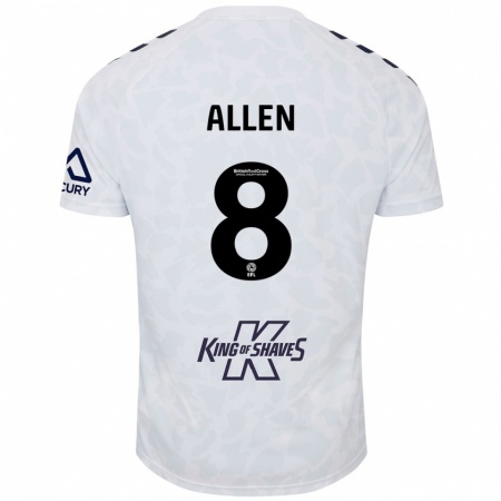 Kandiny Enfant Maillot Jamie Allen #8 Blanc Tenues Extérieur 2024/25 T-Shirt