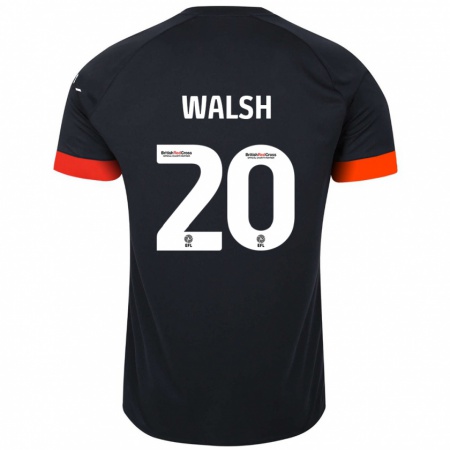 Kandiny Enfant Maillot Liam Walsh #20 Noir Orange Tenues Extérieur 2024/25 T-Shirt