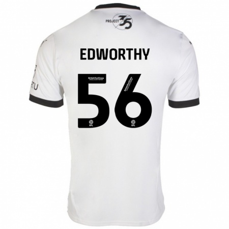 Kandiny Enfant Maillot Kieran Edworthy #56 Blanc Noir Tenues Extérieur 2024/25 T-Shirt