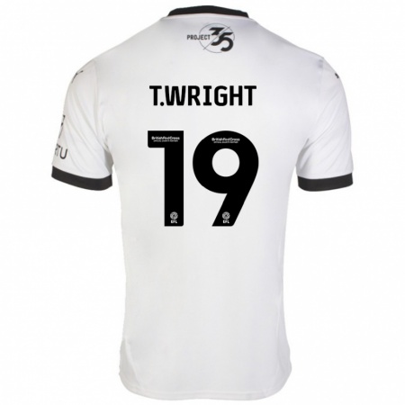 Kandiny Enfant Maillot Tyreik Wright #19 Blanc Noir Tenues Extérieur 2024/25 T-Shirt